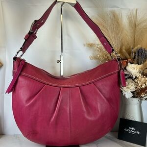 Coach‎ Y2K XL Soho Pleated Pink Fuchsia Leather Hobo Hand Shoulder Bag